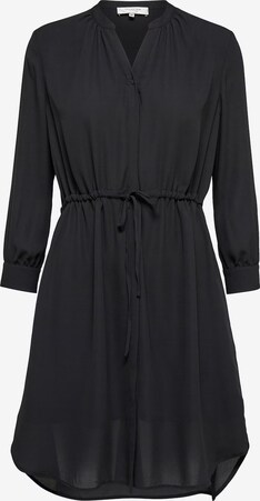 Smocked midi dress in black